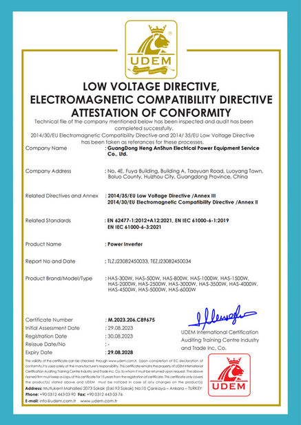 Китай GuangDong Heng AnShun Electrical Power Equipment Service Co., Ltd. Сертификаты